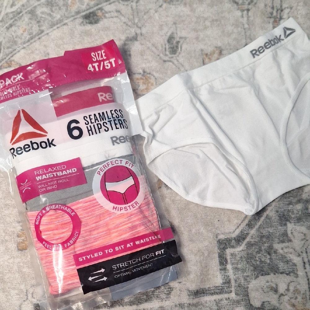 Reebok White Seamless toddler Girls Hipsters 6-Pack Size 4t/5t